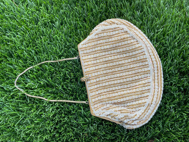 Champagne & White Beaded Handbag Made in France for Neiman Marcus